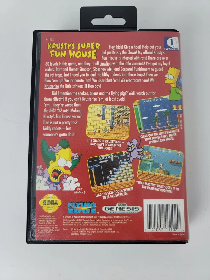 Krusty's Super Fun House - Sega Genesis (1992) - Image 2 of 4