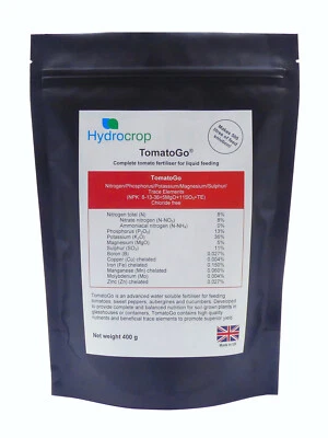 Hydrocrop Water Soluble Tomato Plant Fertiliser Feed High Potash Yield Booster