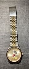 GENUINE Vintage Accutime MK2180A Disney Mickey Mouse Stainless  Gold Watch
