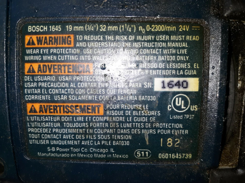 21JJ76 BOSCH 1645 RECIPROCATING SAW, 24V, BARE TOOL, TESTS GOOD, GOOD CONDITION - Image 3 of 4