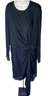 Krisa Drape Front Long Sleeve Dress Black Size Small NWT | eBay
