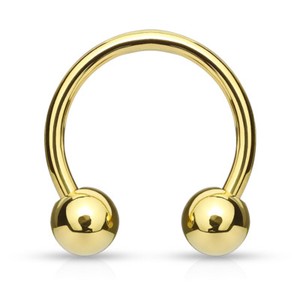 Authentic (2 pieces) 16g (1.2mm) Plain Gold Plated Horseshoe Circular Barbell