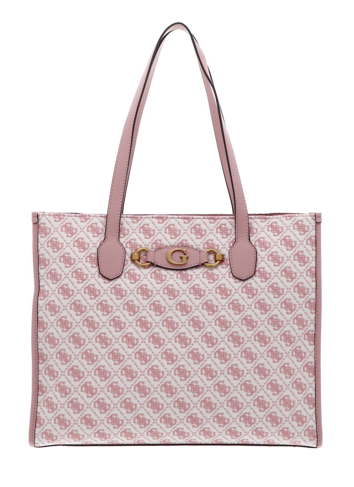 GUESS Izzy Girlfriend Tote Bag Shopper bolso salmón logotipo rosa blanco nuevo