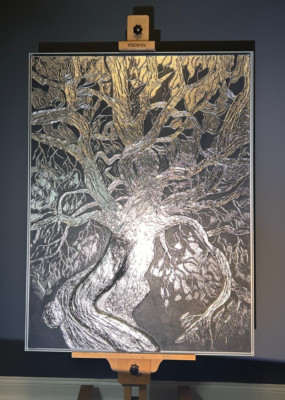 Artwork with Silver Frame - Chrome Tree