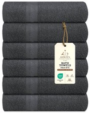 ASTILTEX Bath Towels Pack of 6   24" 24 x 48 Inch - Of 6, Charcoal Grey