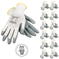 Grey Nitrile Dipped Poly Work Gloves ( 12 Pai...