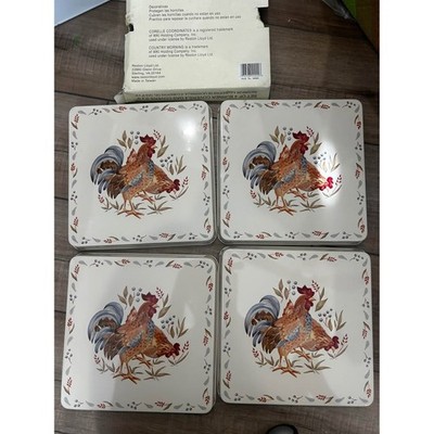 Corelle Coordinates Country Morning Rooster Burner Covers Set of 4 Vintage