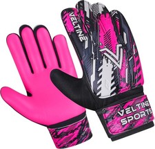 Soccer Goalie Gloves for Kids Boys Size 4 suitable 6-9 Years, Pink