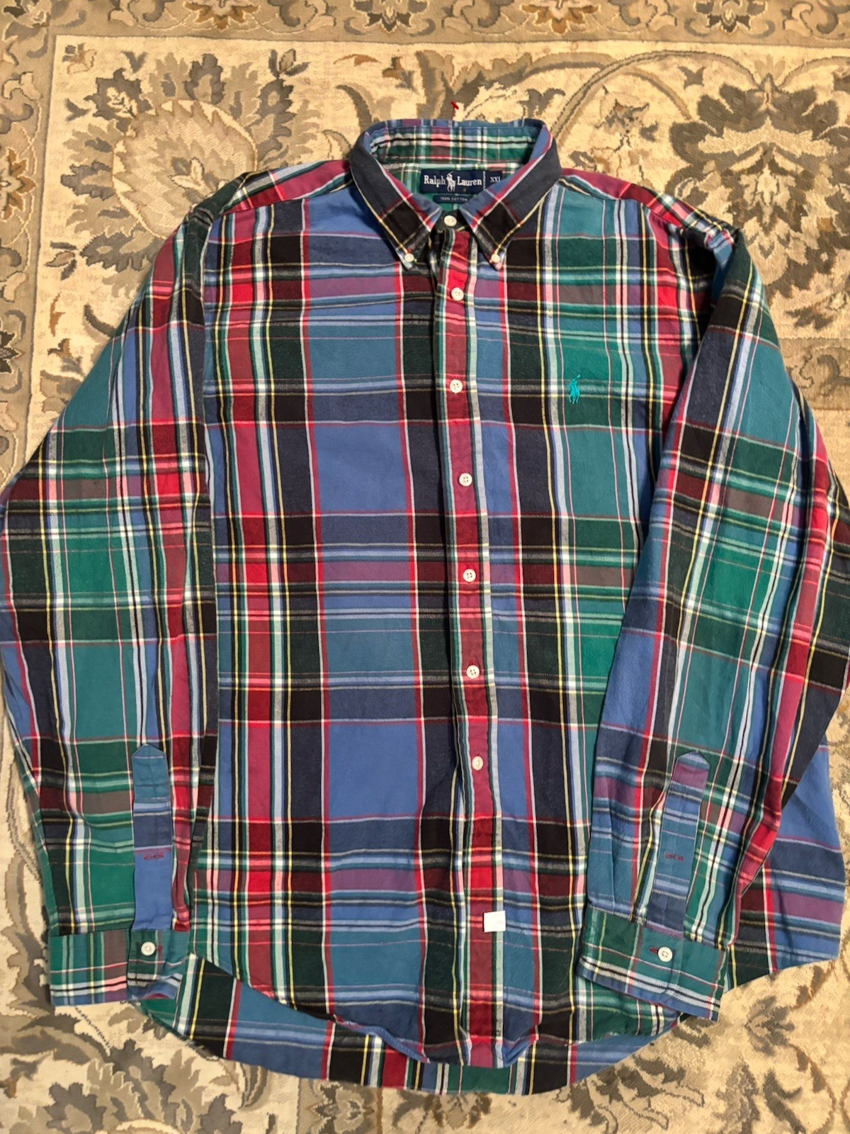 Vintage 90s Polo Ralph Lauren Plaid Western Button Up Shirt Size XXL