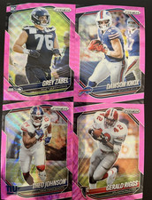 2025 NFL Prizm Pink Wave Lot (4) Zabel RC, Knox, Theo Johnson, Riggs
