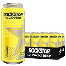 Rockstar Recovery Energy Drink 12 Pack Lemonade 16oz Cans 160mg Caffeine
