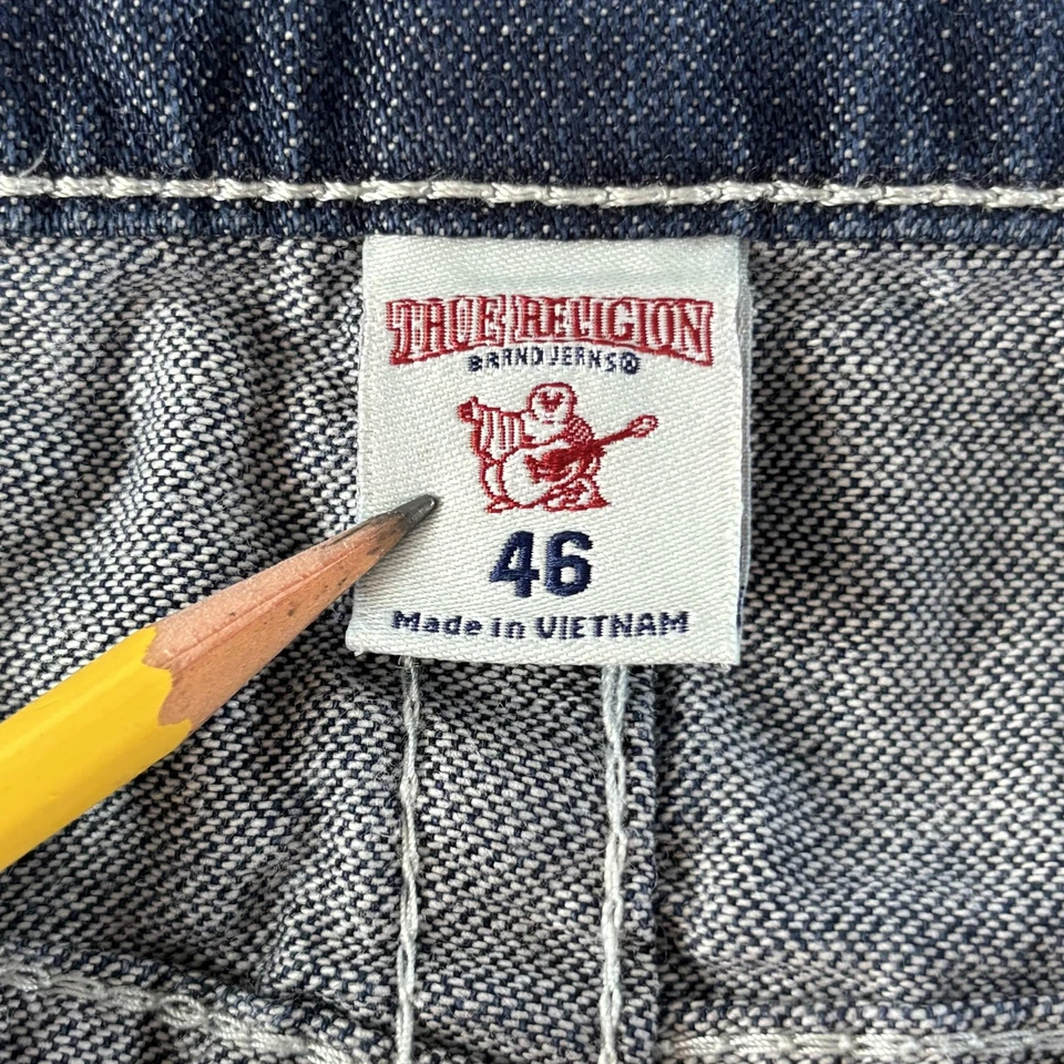 Pantalones de mezclilla True Religion para hombre 46 desgastados parche a cuadros bolsillos con solapa pierna recta Foto 4 de 4