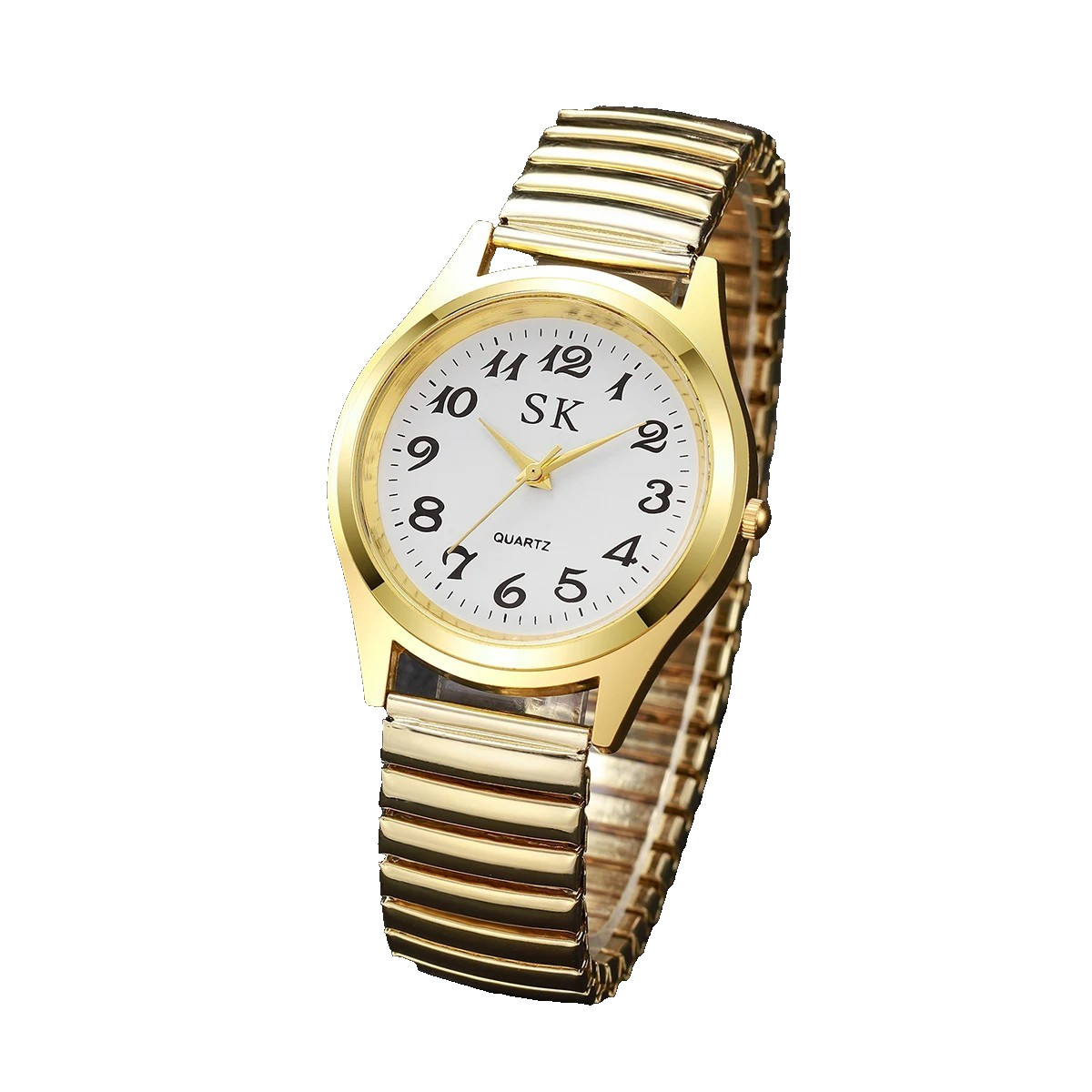 Womens Ladies Watch Ultra Thin Expandable Stretch Band Large Numbers Wristwatch