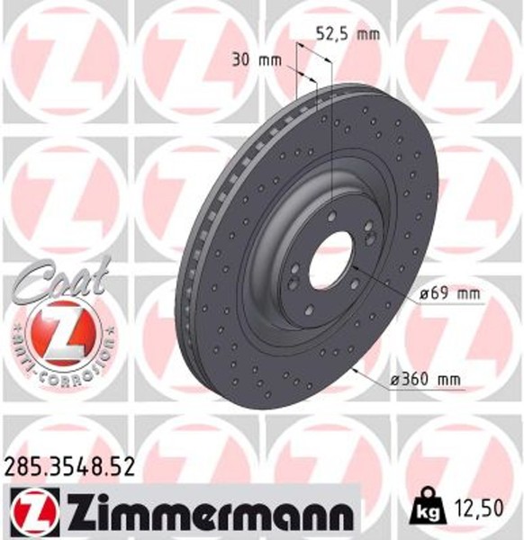 2X Bremsscheibe Sport Z Zimmermann 285.3548.52 FüR Hyundai I30 PDE PD Pden Kona-image