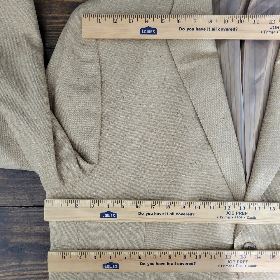 Men's Silk Wool Blend Sport Coat Blazer Two Button Beige Size 3XL 54R/56R - Image 2 of 4