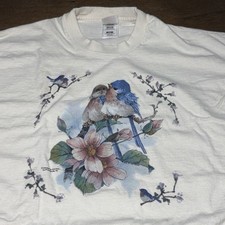 Vintage Air Waves Blue Bird Dogwood T-Shirt 2XL Single Stitch USA Made Grandma