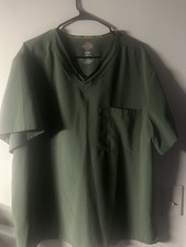 Dickies EDS Essentials V-Neck Scrub Top XL Green Solid Polyester Set with L Pant