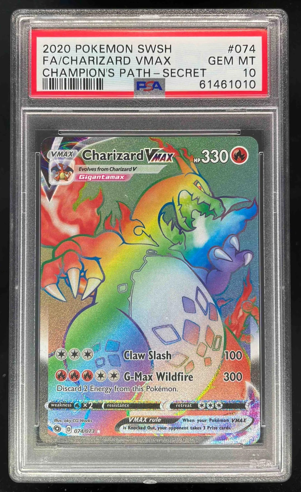 2020 Pokemon POKEMON SWORD & SHIELD CHAMPION'S PATH SECRET #074 Fa/Charizard Vmax front