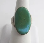 Old Pawn Vintage Navajo Green & Blue Turquoise Sterling Silver Ring Size 9