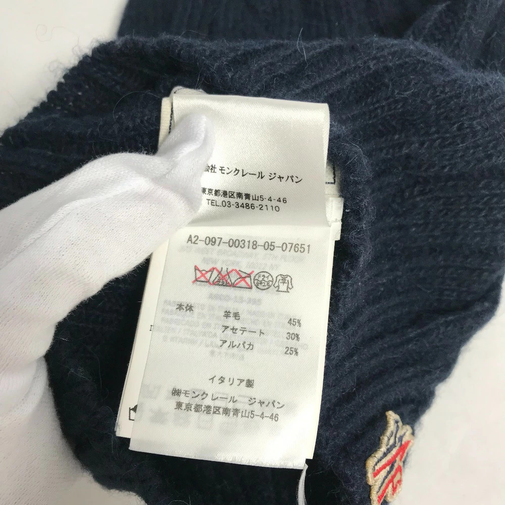 MONCLER Pom Pom Logo Beanie Hat Knit Cap Knit Cap Wool/Acetate Women's Navy thumbnail 8