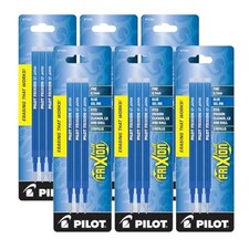 Pilot Gel Ink Refills For Frixion Erasable Gel Ink Pen, Fine Point, Blue Ink, 6