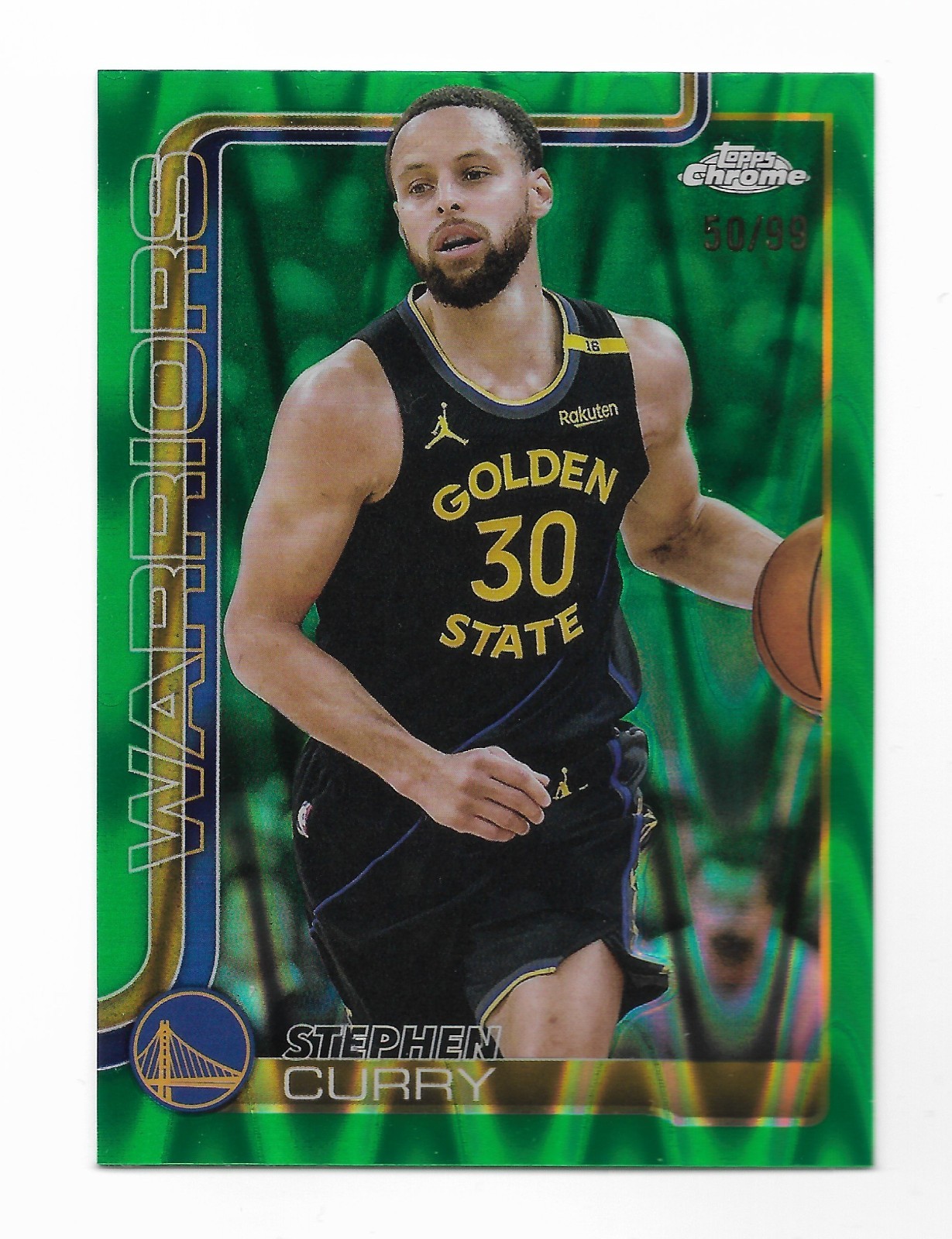 2025-26 Topps Chrome Stephen Curry #201 Green Raywave /99