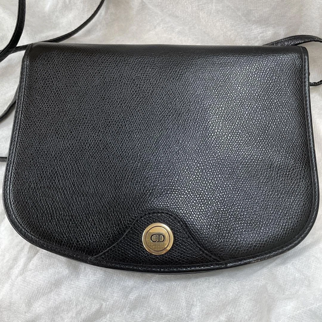 Sac bandoulière Christian Dior, plat cuir noir occasion