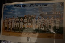 Detroit Tigers All Time Greats Signed Poster W/JSA COA KALINE