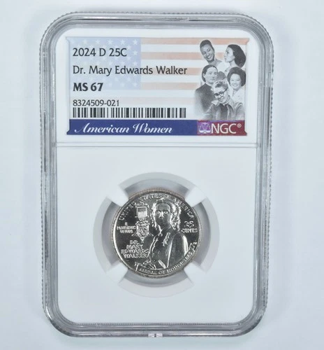 2024-D Washington Quarter Dr. Mary Edwards Walker MS67 NGC American Women *6270