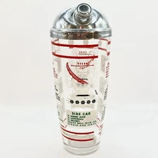 Vintage MCM Hazel Atlas Cocktail Shaker 12 Drink Recipes Glass Barware Art Deco