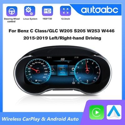 12.3'' LCD Digital Instrument Cluster For Mercedes C GLC W205 X253 Dashboard