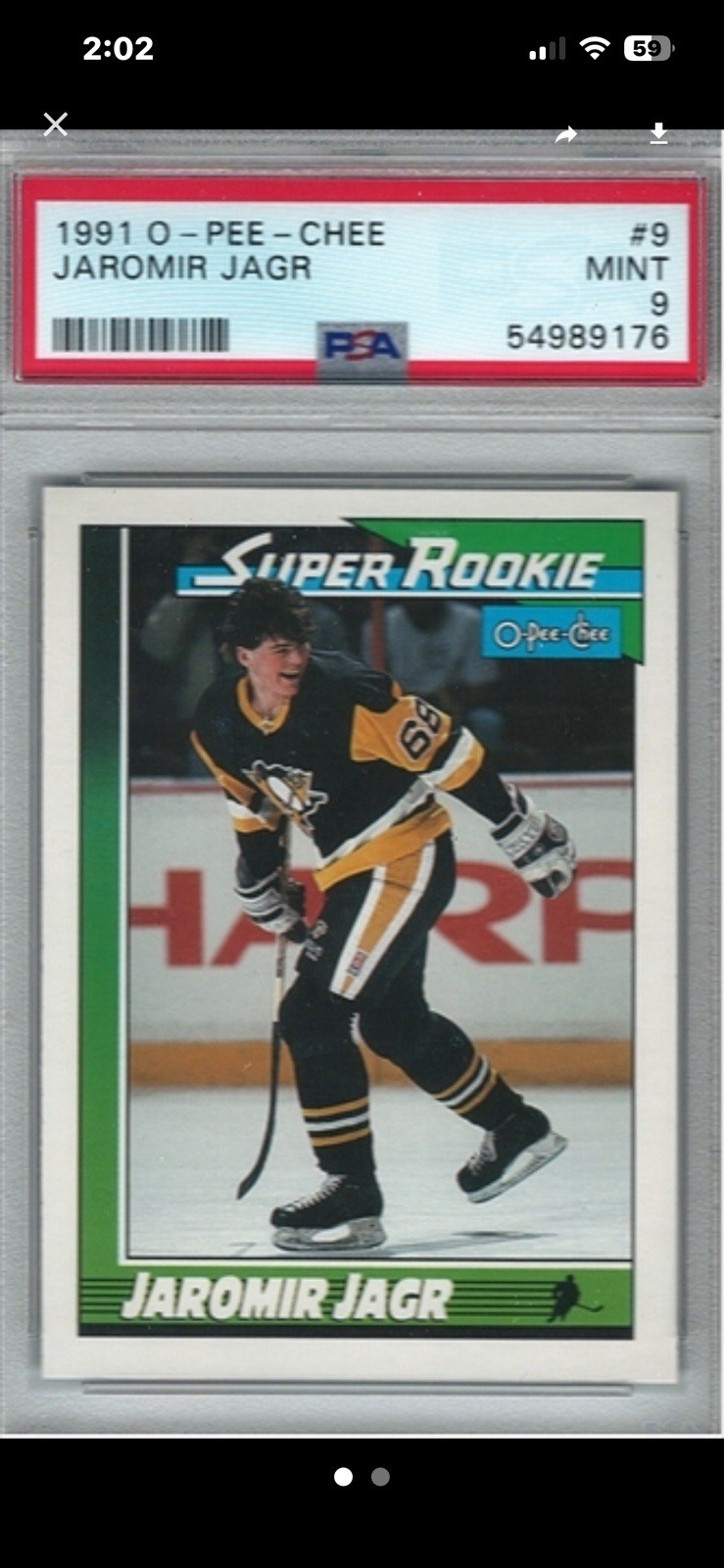 Jaromir Jagr #9 Hockey Cards 1991 O-Pee-Chee trading card — raw and PSA graded price guide