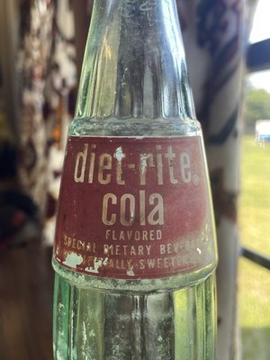 Vintage 1960s Diet-Rite Cola Green Glass 10oz Ribbed Soda Bottle