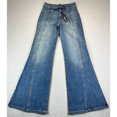 New Bootcut Flare Leg Fashion Nova Dress Jeans Women 7/26X32 1/2 high rise Disco