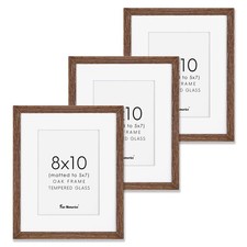 Fun Memories 8x10 Oak Wood Picture Frame Set of 3, 10 x 8 Frame Wood for Wall 