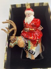 Mackenzie Childs OLDE TIME SANTA ORNAMENT NEW...