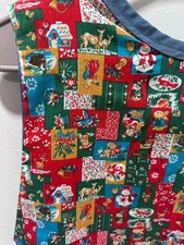 Vintage Smock Apron Handmade Reversible Christmas/cottage core/Grandmacore