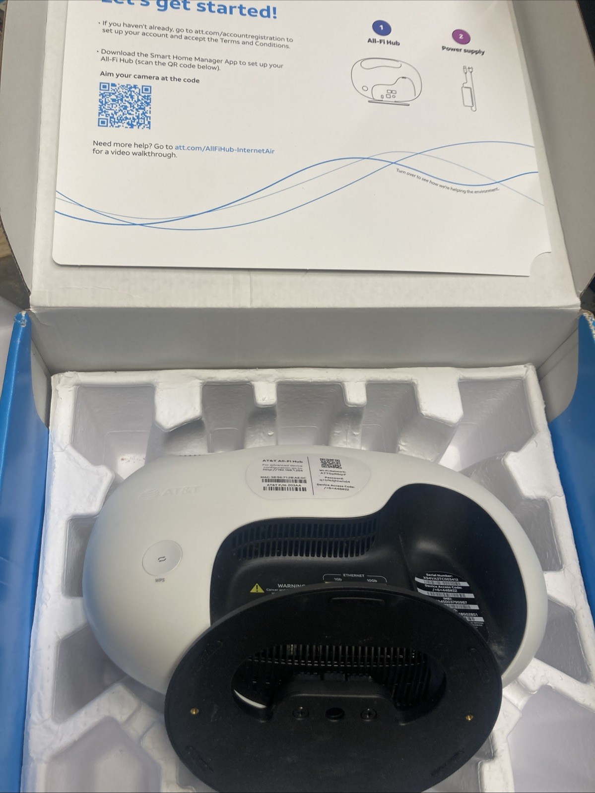 AT&T All-Fi Hub Internet Air Router CGW450-400 WiFi 6 Home Gateway for ...