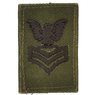 US Navy PO1 E 6 Subdued Green Rating Device Patch 1 3/4'' × 1 1/8'' Sew On