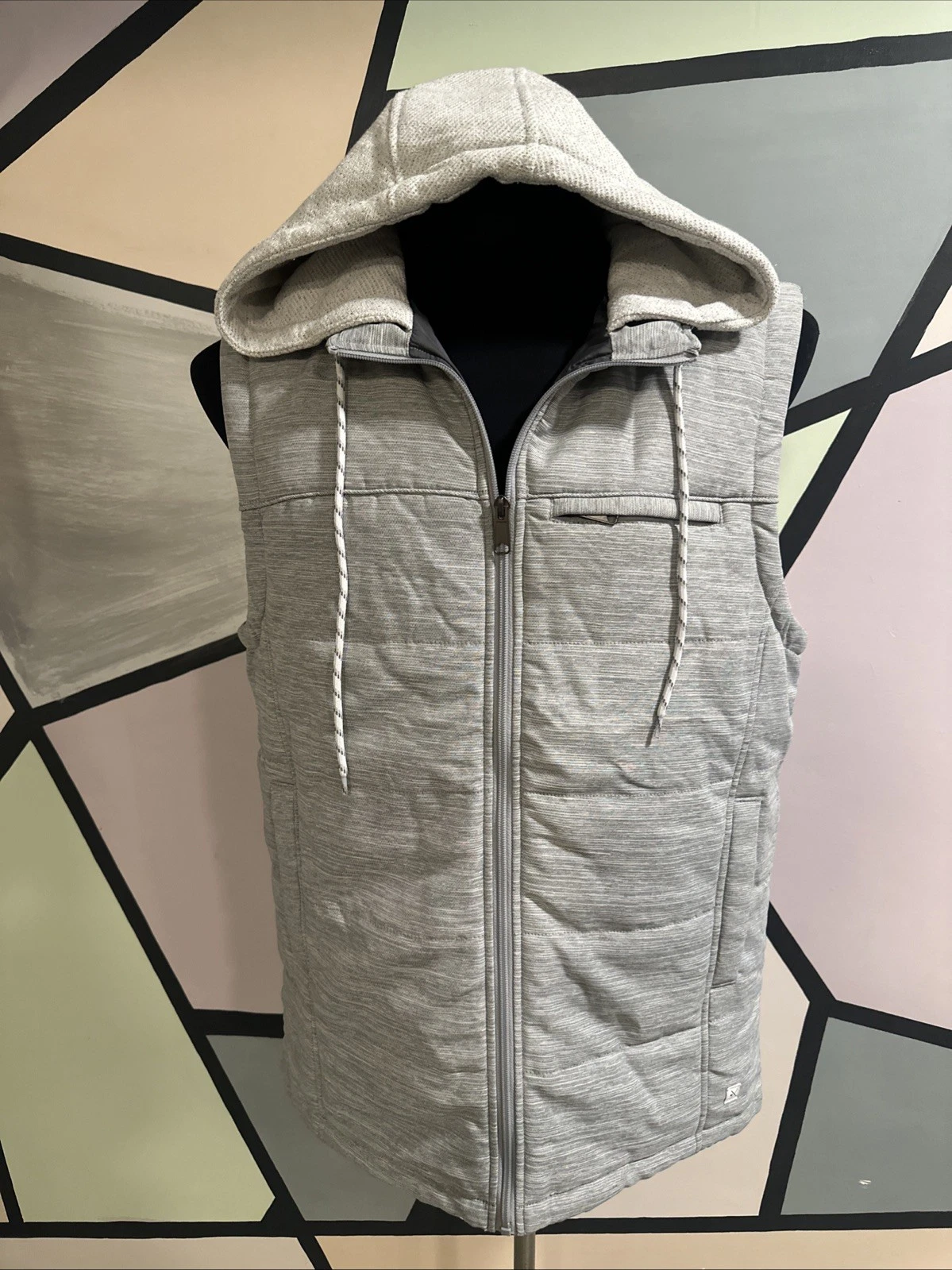 Men Depart West Vest Hoodie Size XL Grey Knit Hood Attractive Full zip Pockets