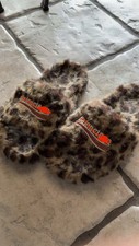Balenciaga fur slides leapord