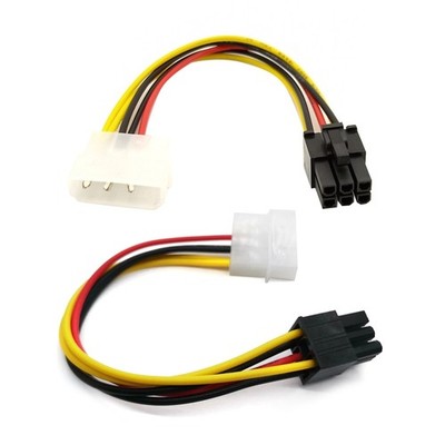 4 Pin to 6 Pin PCI-Express PCIE Video Card Power Adapter Converter Cable