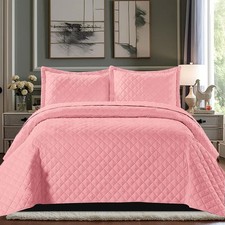 Luxury Quilted Embossed Bedspread 3 Piece Set Single Double All Sizes Bedding