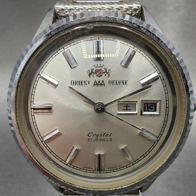 Orient AAA Deluxe Crystal Watch Men 36mm White Dial Silver Daydate