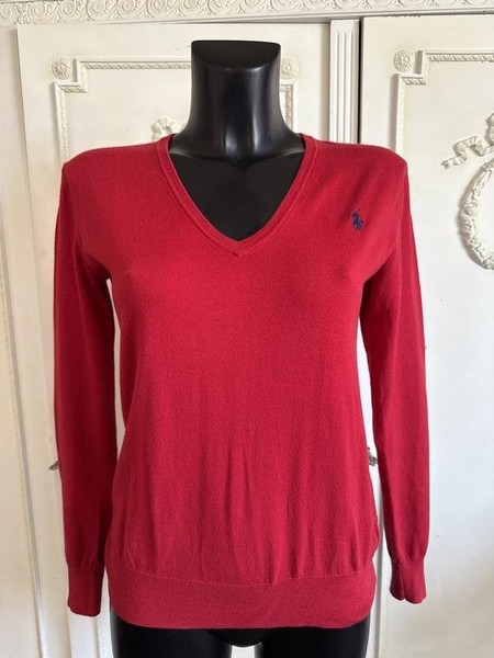 Women Polo Ralph Lauren Sweater Red Cotton 36 / S #CK80