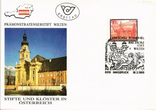 Dr Jim Stamps Austria Wilten Abbey 850 Jahre 1988 First Day Cover