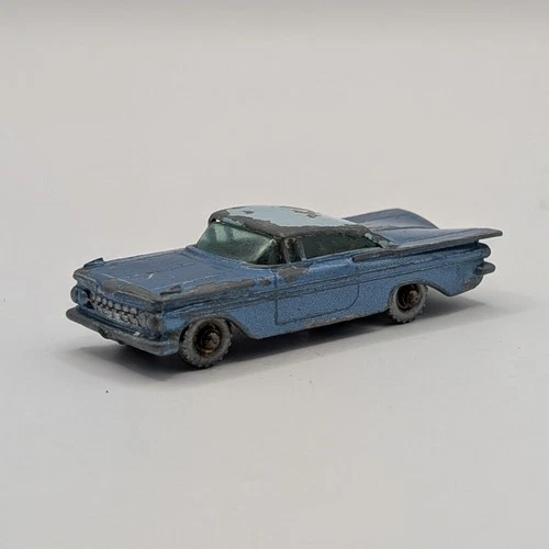 Vintage Matchbox No. 57b - Chevrolet Impala - Green Windows, SPW, Blue Base