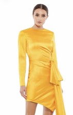 Mac Duggal Satin Asymmetrical Mini Dress – Marigold – Size 2 – NWT