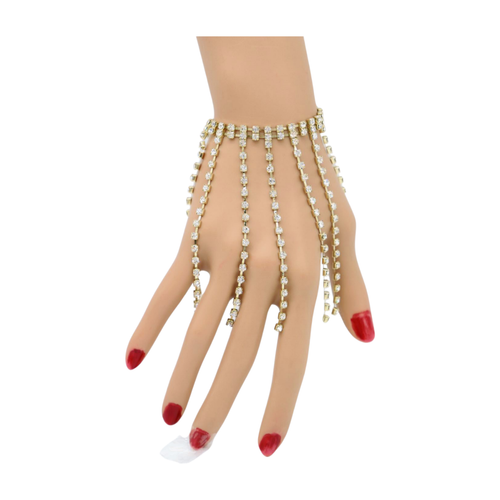 Pulsera de cadena de metal dorado para mujer pedrería plateada borlas largas elegante aspecto brillante - Imagen 19 de 24