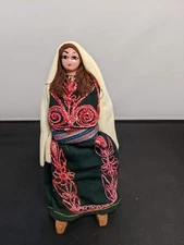 Vintage European  Folk Art Cloth Body Girl Doll